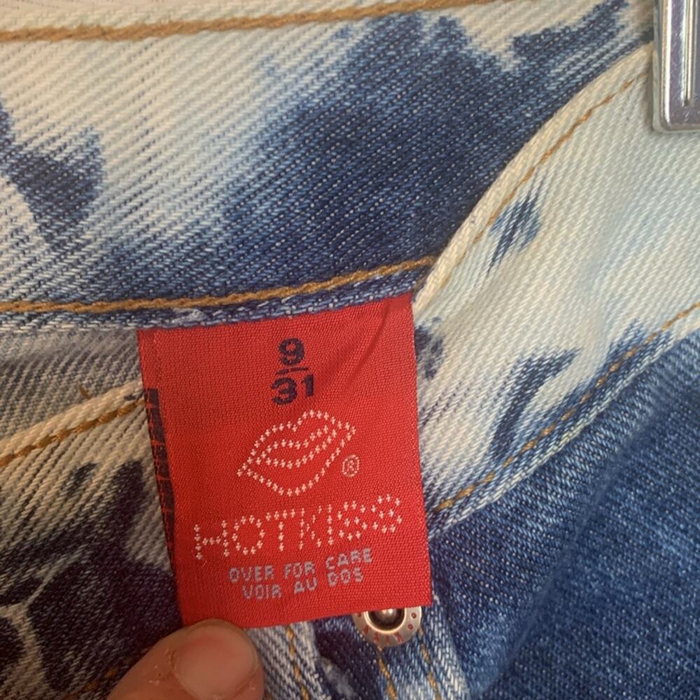 Hot Kiss juniors size 9 tye dye flare jeans boho raw hem 30 waist y2k 90s - Picture 5 of 12